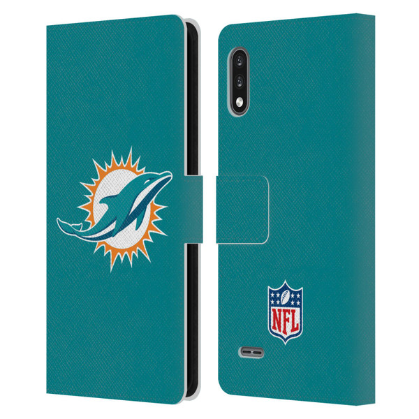 NFL Miami Dolphins Logo Plain Leather Book Wallet Case Cover For LG K22
