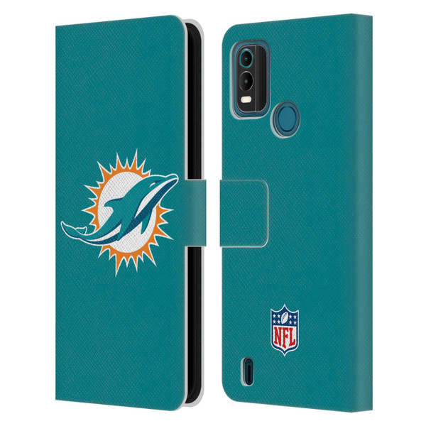 NFL Miami Dolphins Logo Plain Leather Book Wallet Case Cover For Nokia G11 Plus