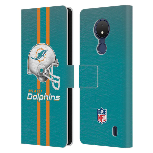 NFL Miami Dolphins Logo Helmet Leather Book Wallet Case Cover For Nokia C21