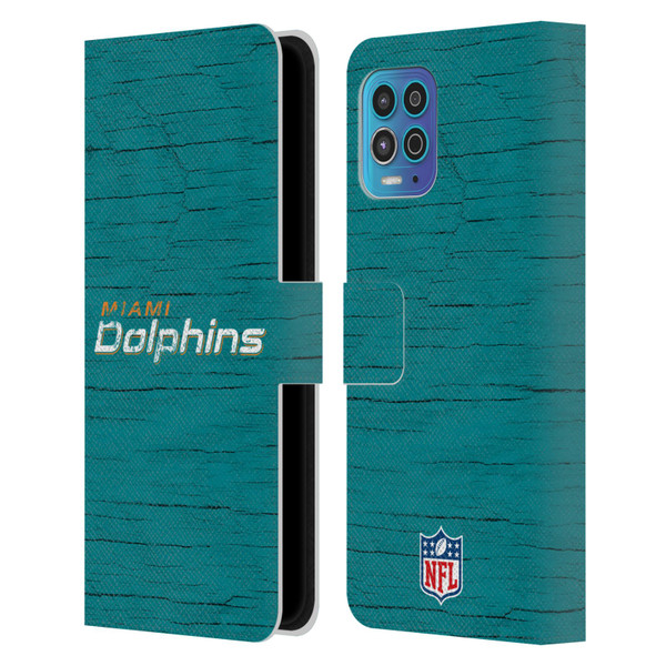 NFL Miami Dolphins Logo Distressed Look Leather Book Wallet Case Cover For Motorola Moto G100