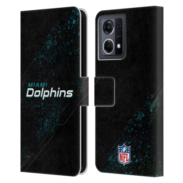 NFL Miami Dolphins Logo Blur Leather Book Wallet Case Cover For OPPO Reno8 4G