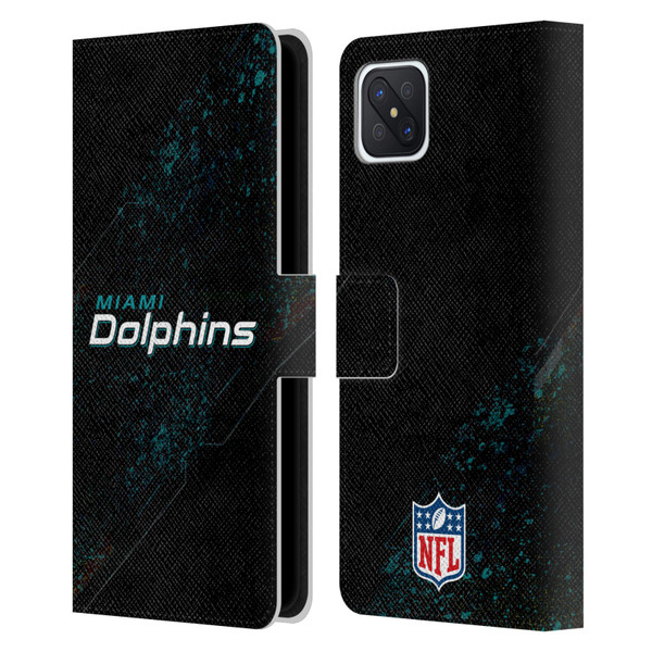 NFL Miami Dolphins Logo Blur Leather Book Wallet Case Cover For OPPO Reno4 Z 5G