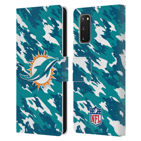 NFL Miami Dolphins Logo Camou Leather Book Wallet Case Cover For Samsung Galaxy S20 / S20 5G