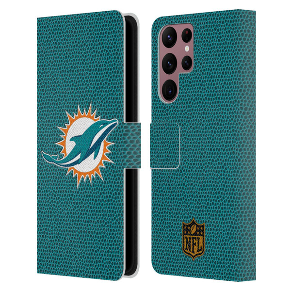 NFL Miami Dolphins Logo Football Leather Book Wallet Case Cover For Samsung Galaxy S22 Ultra 5G