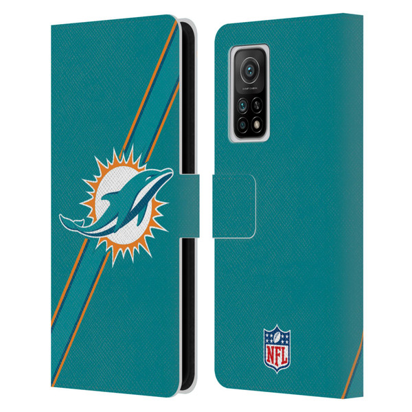 NFL Miami Dolphins Logo Stripes Leather Book Wallet Case Cover For Xiaomi Mi 10T 5G