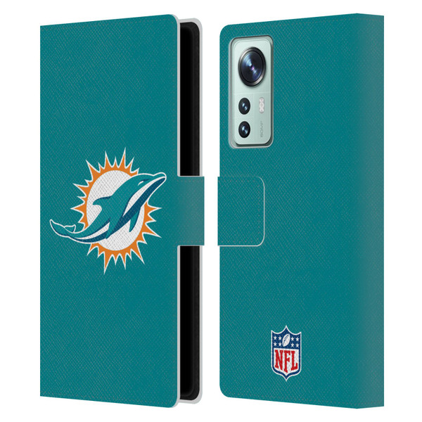NFL Miami Dolphins Logo Plain Leather Book Wallet Case Cover For Xiaomi 12