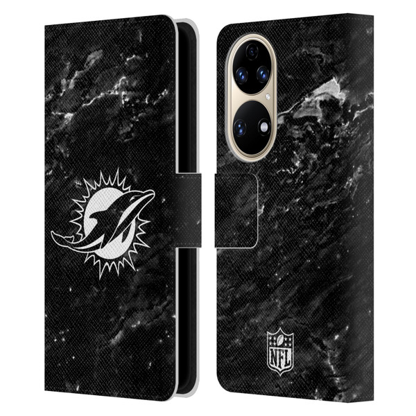 NFL Miami Dolphins Artwork Marble Leather Book Wallet Case Cover For Huawei P50