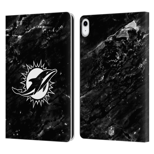 NFL Miami Dolphins Artwork Marble Leather Book Wallet Case Cover For Apple iPad 10.9 2022/2025
