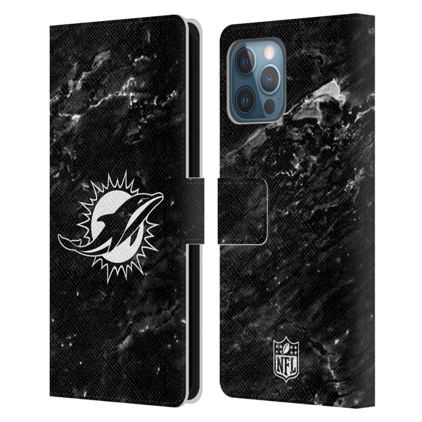NFL Miami Dolphins Artwork Marble Leather Book Wallet Case Cover For Apple iPhone 12 Pro Max