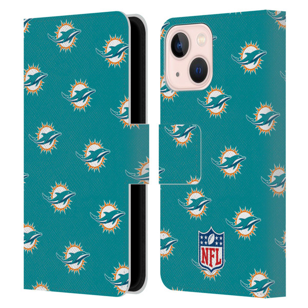 NFL Miami Dolphins Artwork Patterns Leather Book Wallet Case Cover For Apple iPhone 13 Mini
