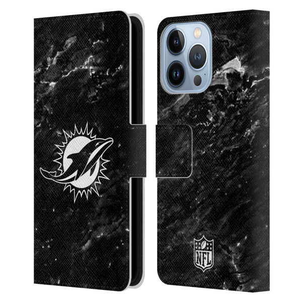 NFL Miami Dolphins Artwork Marble Leather Book Wallet Case Cover For Apple iPhone 13 Pro