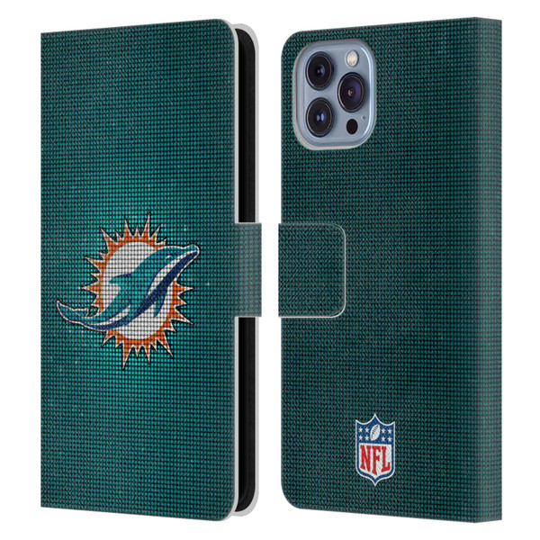 NFL Miami Dolphins Artwork LED Leather Book Wallet Case Cover For Apple iPhone 14