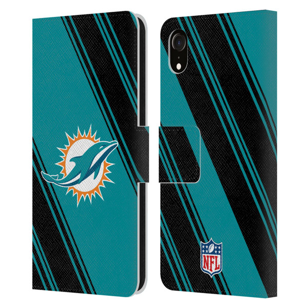 NFL Miami Dolphins Artwork Stripes Leather Book Wallet Case Cover For Apple iPhone XR