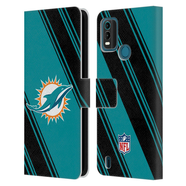 NFL Miami Dolphins Artwork Stripes Leather Book Wallet Case Cover For Nokia G11 Plus