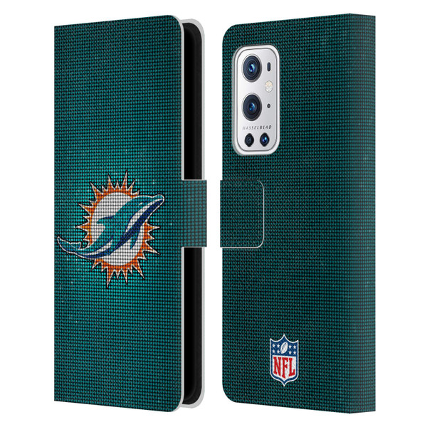 NFL Miami Dolphins Artwork LED Leather Book Wallet Case Cover For OnePlus 9 Pro