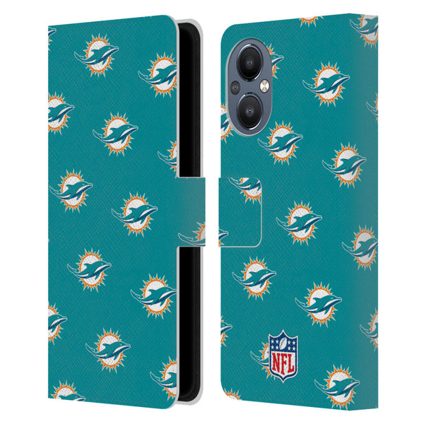 NFL Miami Dolphins Artwork Patterns Leather Book Wallet Case Cover For OnePlus Nord N20 5G