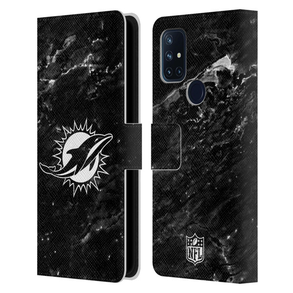 NFL Miami Dolphins Artwork Marble Leather Book Wallet Case Cover For OnePlus Nord N10 5G