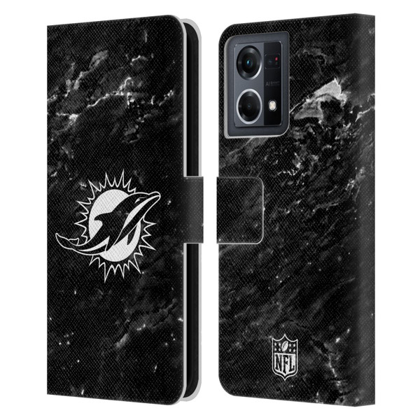 NFL Miami Dolphins Artwork Marble Leather Book Wallet Case Cover For OPPO Reno8 4G