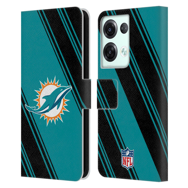 NFL Miami Dolphins Artwork Stripes Leather Book Wallet Case Cover For OPPO Reno8 Pro