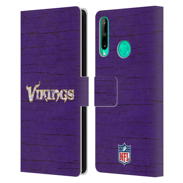 NFL Minnesota Vikings Logo Distressed Look Leather Book Wallet Case Cover For Huawei P40 lite E