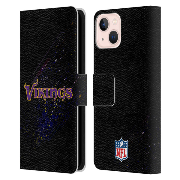 NFL Minnesota Vikings Logo Blur Leather Book Wallet Case Cover For Apple iPhone 13