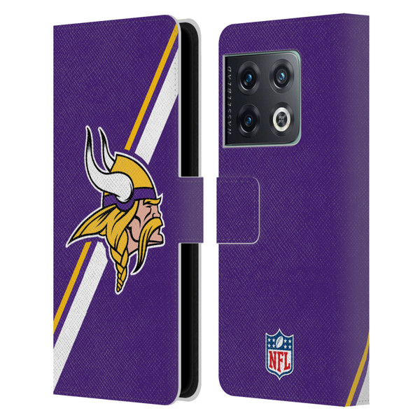 NFL Minnesota Vikings Logo Stripes Leather Book Wallet Case Cover For OnePlus 10 Pro