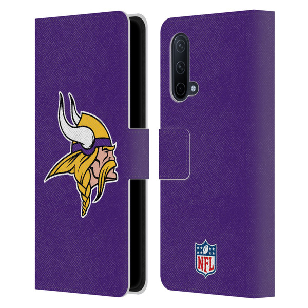 NFL Minnesota Vikings Logo Plain Leather Book Wallet Case Cover For OnePlus Nord CE 5G