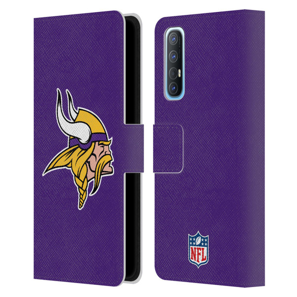 NFL Minnesota Vikings Logo Plain Leather Book Wallet Case Cover For OPPO Find X2 Neo 5G