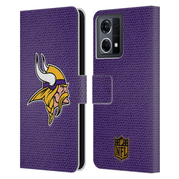 NFL Minnesota Vikings Logo Football Leather Book Wallet Case Cover For OPPO Reno8 4G