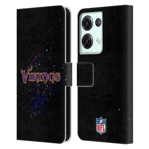NFL Minnesota Vikings Logo Blur Leather Book Wallet Case Cover For OPPO Reno8 Pro