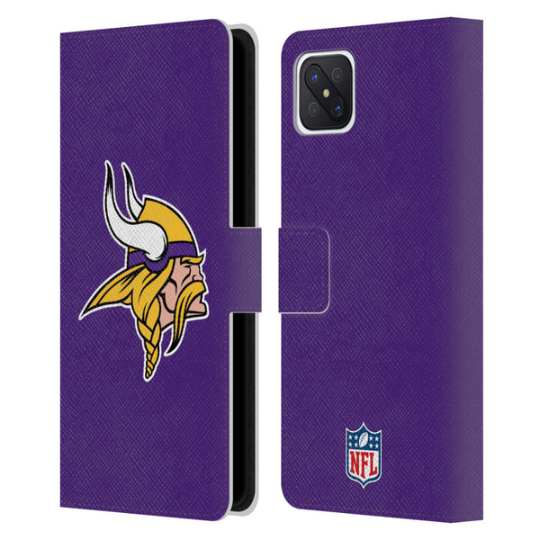 NFL Minnesota Vikings Logo Plain Leather Book Wallet Case Cover For OPPO Reno4 Z 5G