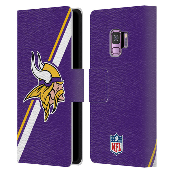 NFL Minnesota Vikings Logo Stripes Leather Book Wallet Case Cover For Samsung Galaxy S9