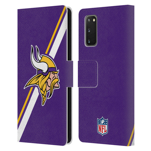 NFL Minnesota Vikings Logo Stripes Leather Book Wallet Case Cover For Samsung Galaxy S20 / S20 5G