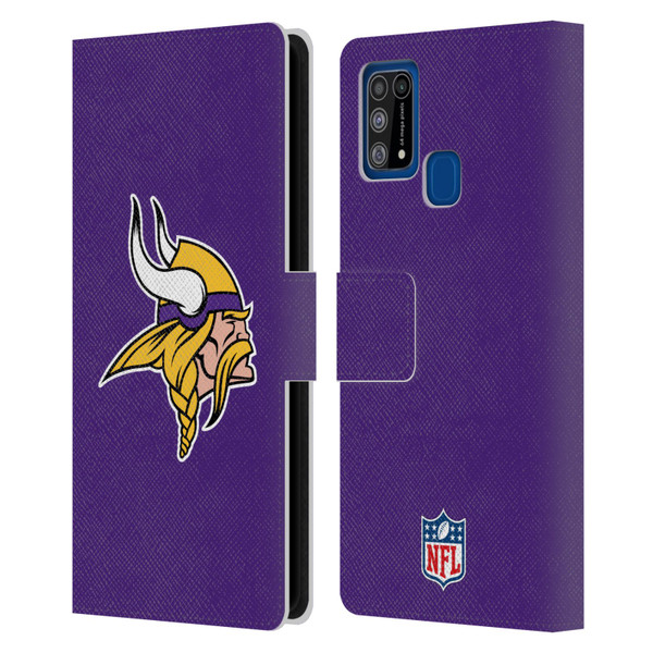 NFL Minnesota Vikings Logo Plain Leather Book Wallet Case Cover For Samsung Galaxy M31 (2020)
