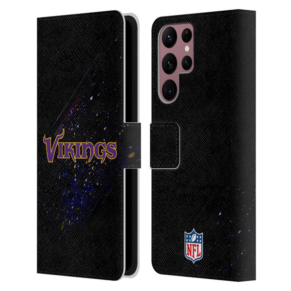 NFL Minnesota Vikings Logo Blur Leather Book Wallet Case Cover For Samsung Galaxy S22 Ultra 5G