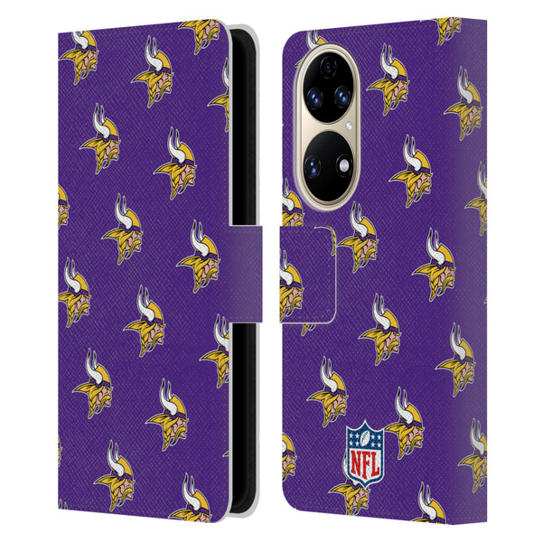 NFL Minnesota Vikings Artwork Patterns Leather Book Wallet Case Cover For Huawei P50