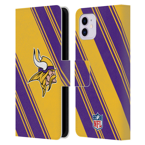NFL Minnesota Vikings Artwork Stripes Leather Book Wallet Case Cover For Apple iPhone 11