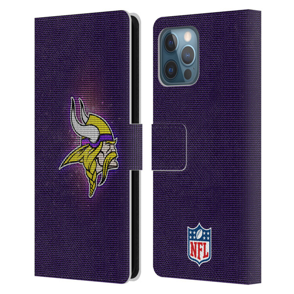 NFL Minnesota Vikings Artwork LED Leather Book Wallet Case Cover For Apple iPhone 12 Pro Max