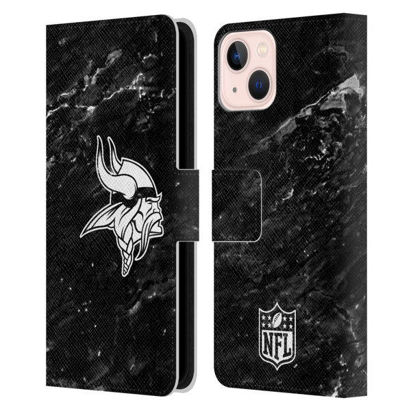 NFL Minnesota Vikings Artwork Marble Leather Book Wallet Case Cover For Apple iPhone 13