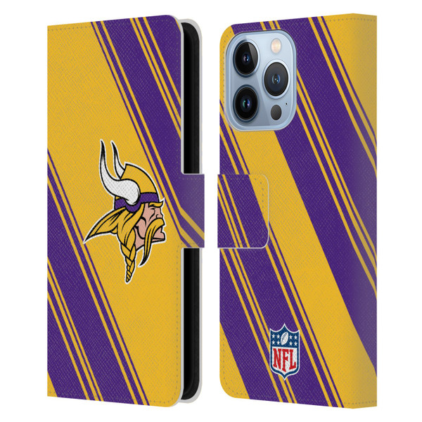 NFL Minnesota Vikings Artwork Stripes Leather Book Wallet Case Cover For Apple iPhone 13 Pro