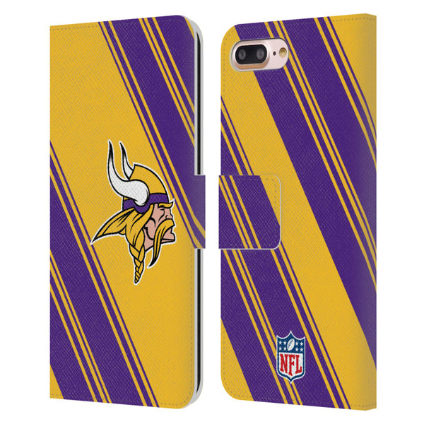 NFL Minnesota Vikings Artwork Stripes Leather Book Wallet Case Cover For Apple iPhone 7 Plus / iPhone 8 Plus