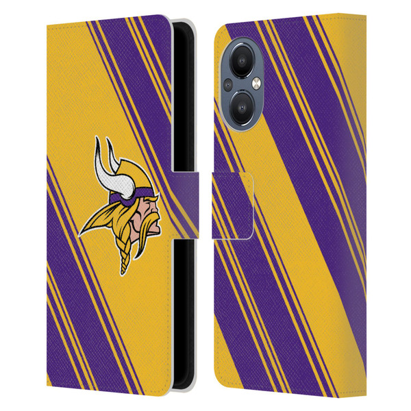 NFL Minnesota Vikings Artwork Stripes Leather Book Wallet Case Cover For OnePlus Nord N20 5G