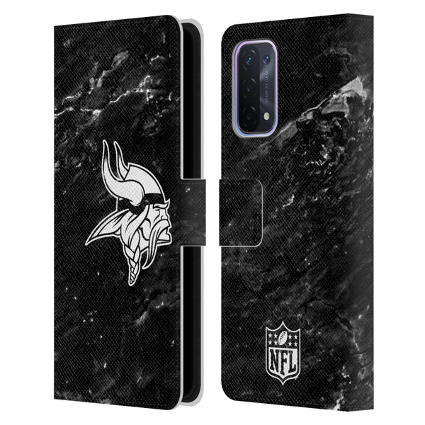 NFL Minnesota Vikings Artwork Marble Leather Book Wallet Case Cover For OPPO A54 5G