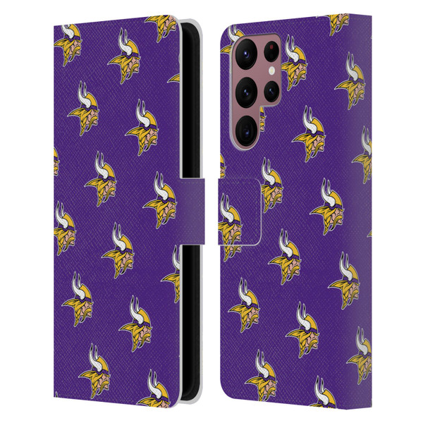 NFL Minnesota Vikings Artwork Patterns Leather Book Wallet Case Cover For Samsung Galaxy S22 Ultra 5G
