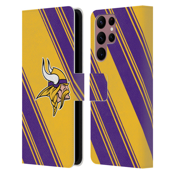 NFL Minnesota Vikings Artwork Stripes Leather Book Wallet Case Cover For Samsung Galaxy S22 Ultra 5G
