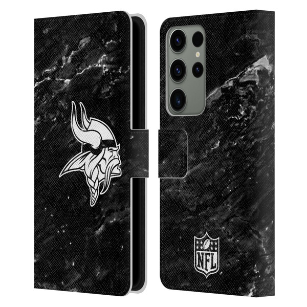 NFL Minnesota Vikings Artwork Marble Leather Book Wallet Case Cover For Samsung Galaxy S23 Ultra 5G