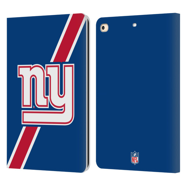 NFL New York Giants Logo Stripes Leather Book Wallet Case Cover For Apple iPad 9.7 2017 / iPad 9.7 2018