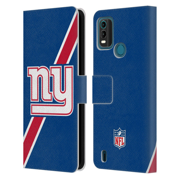 NFL New York Giants Logo Stripes Leather Book Wallet Case Cover For Nokia G11 Plus