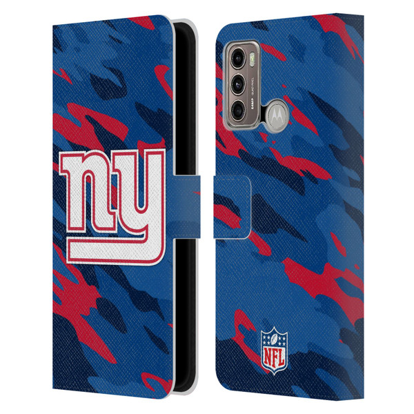 NFL New York Giants Logo Camou Leather Book Wallet Case Cover For Motorola Moto G60 / Moto G40 Fusion