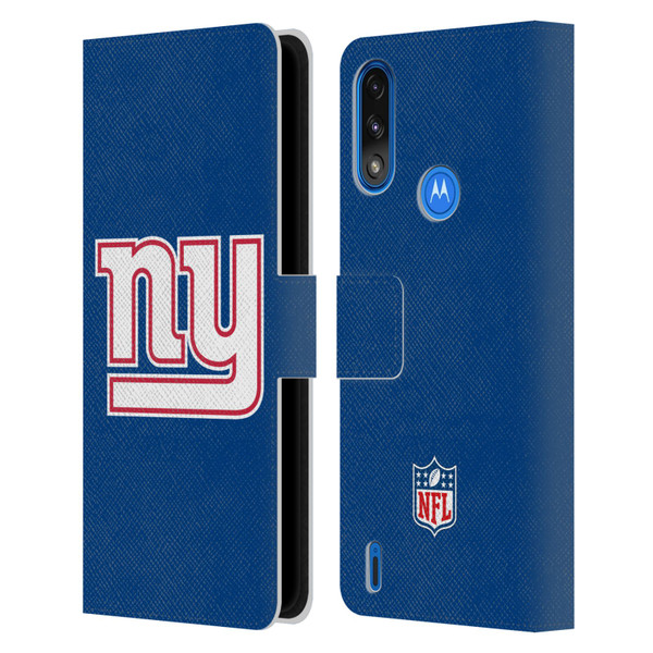 NFL New York Giants Logo Plain Leather Book Wallet Case Cover For Motorola Moto E7 Power / Moto E7i Power